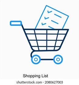 Shopping List or Trolley Icon Concept