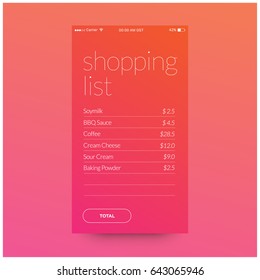 Shopping List  User Interface Design