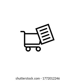 Shopping list vector icon  in black line style icon, style isolated on white background