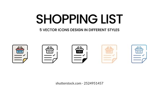 Shopping List vector icons set ready to use wed and mobile apps.