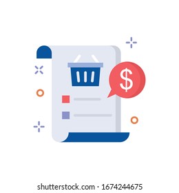 Shopping List Vector illustration. Shopping and E-commerce Flat icon. 