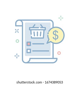 Vektorillustration der Einkaufsliste. Filled Outline Color Icon.