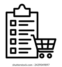 Shopping List Vector Line Icon Design