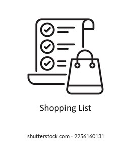 Shopping List Vector Outline Icon Design illustration. Shopping and E-Commerce Symbol on White background EPS 10 File