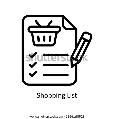 Shopping List vector  outline Icon Design illustration. Web store Symbol on White background EPS 10 File 