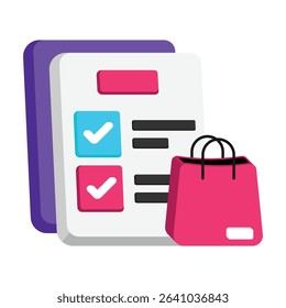 Shopping List Vector style icon. Eps 10 file