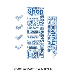 shopping list word cloud. tag cloud about shopping list.