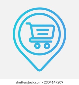 Shopping location icon in gradient style, use for website mobile app presentation