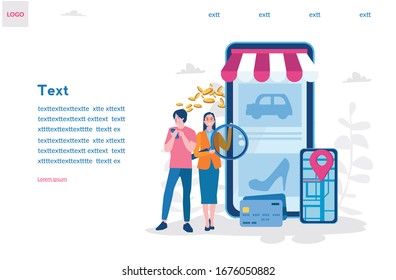 SHOPPING LOCATION, Online shopping, pay online, Vector illustration for web banner, infographics, mobile