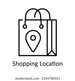 Shopping Location Outline Icon Design illustration. Map and Navigation Symbol on White background EPS 10 File