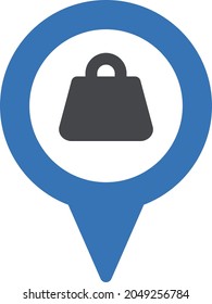 icono de color de glifo vectorial de ubicación de compras