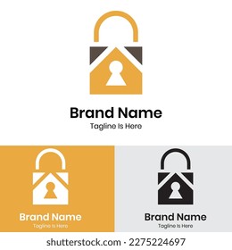 Shopping ‍bag lock logo design