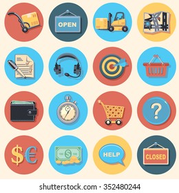 shopping and logistic icon set
