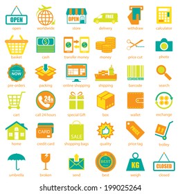 Shopping and logistic icons  set, vector 