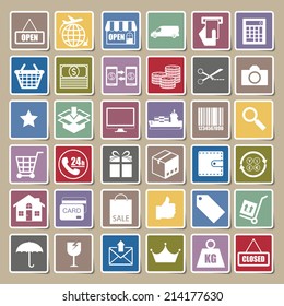 Shopping and logistic icons Sticker set, vector