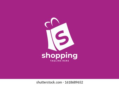 shopping logo bag icon vector isolated