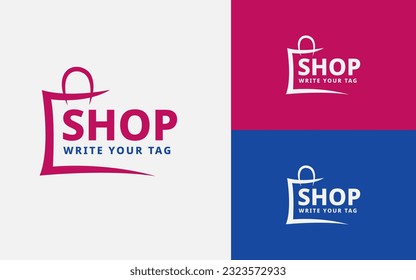 Shopping logo with bag vector.