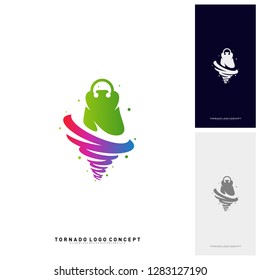 Shopping Logo Design Concept Vector. Storm Sale Logo Vector. Shop Twist. Tornado Sale icon