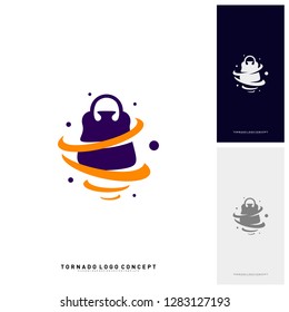 Shopping Logo Design Concept Vector. Storm Sale Logo Vector. Shop Twist. Tornado Sale icon