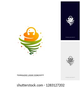 Shopping Logo Design Concept Vector. Storm Sale Logo Vector. Shop Twist. Tornado Sale icon