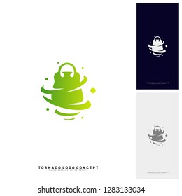 Shopping Logo Design Concept Vector. Storm Sale Logo Vector. Shop Twist. Tornado Sale icon