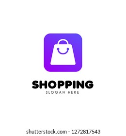 shopping logo design template. shopping bag icon design