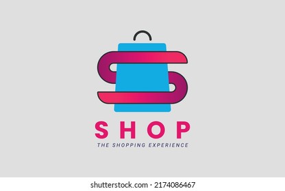 Shopping Logo Design Template Concept For Shopping Bag And Store House. Super Market Shopping Logo Design