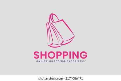 Shopping Logo Design Template Concept For Shopping Bag And Store House. Super Market Shopping Logo Design