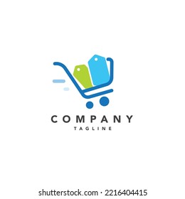 Shopping Logo design template, Illustration vector graphic of the shopping cart with price tag combination.