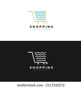 Shopping logo design. Trolley logo template. Vector Illustration