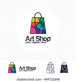 Shopping Logo Design Vector , Colorful Circle On Shopping Bag. Abstract Concept For Online Store.