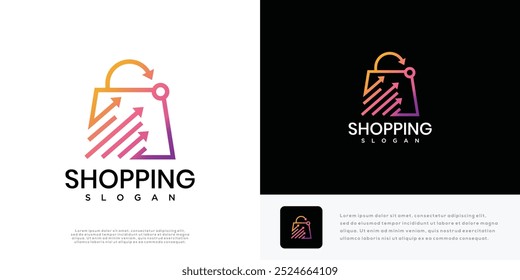 Ilustración vectorial de diseño de logotipo de compras hecha con líneas. icono de logotipo de compras	
