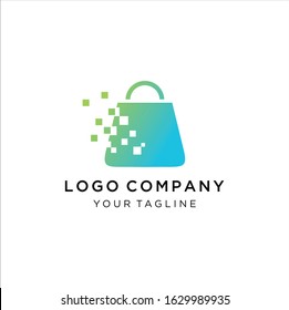 Shopping logo design vector , technology symbol on shopping bag. Abstract concept for technology store