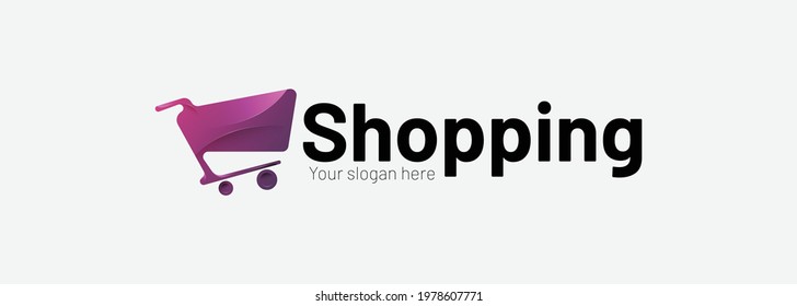 Shopping logo, E-commerce logotype, Shooping website, Purple gradient, Women's shopping website, fast shopping, E-store, website, application, template, business, company, online shop