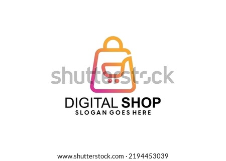 Shopping logo, E-commerce logotype, Shooping website, Purple gradient, Women's shopping website, fast shopping, E-store, website, application, template, business, company, online shop