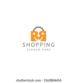 shopping logo in the form of a shopping bag that has two letters B like a smiling rabbit, and bright colors make this design. unique, modern, simple.