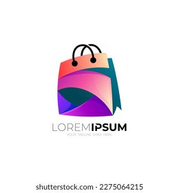 shopping logo and letter S with simple , colorful icon