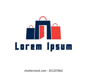 Shopping Logo, Open Door, Shopping Bag