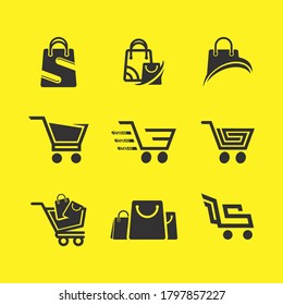 Shopping logo set icon vector. Simple design logo template.