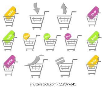 Shopping logo, sign of shopping cart (vector)