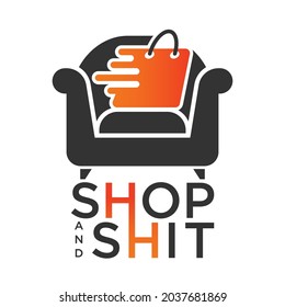 Logotipo Comercial Con Sofá Y Plantilla De Diseño De Vector De Bolsa Comercial.