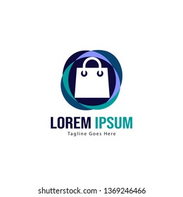 Shopping logo template design. Shopping logo with modern frame isolated on white background