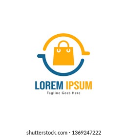 Shopping logo template design. Shopping logo with modern frame isolated on white background