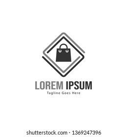 Shopping logo template design. Shopping logo with modern frame isolated on white background
