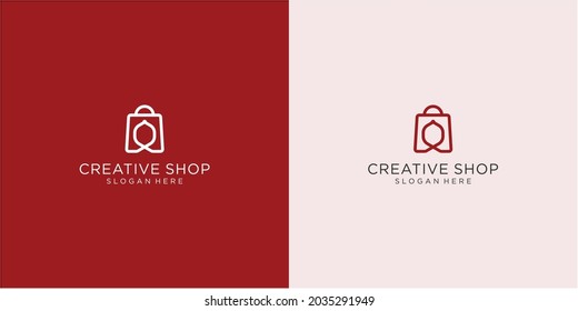 shopping logo template vector design