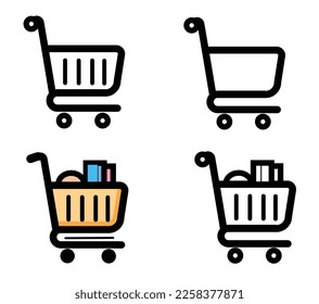 Shopping logo vector illustration,shopping black and white icon,shopping logo set,
trolley logo,colorful shopping logo for website or app