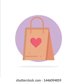 Shopping, Love, Gift, Bag Abstract Circle Background Flat color Icon