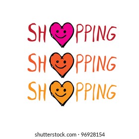 shopping love word with color - vector illustration