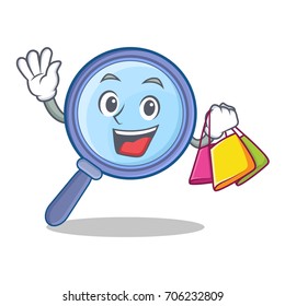 Shopping magnifying glass character cartoon