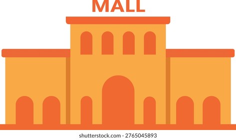 Shopping mall building flat vector illustration icon